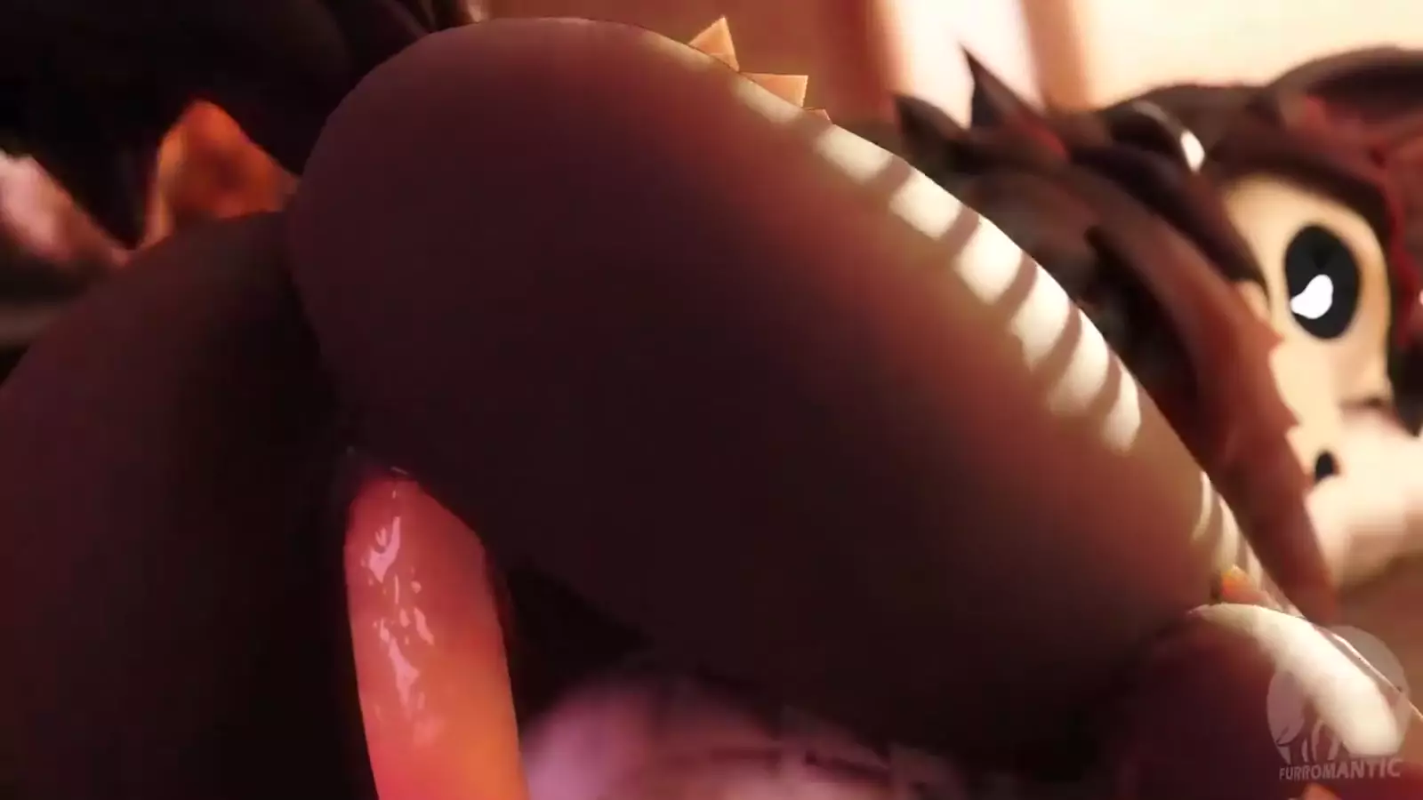 Funny artaffe character experiencing step vaginal insertion